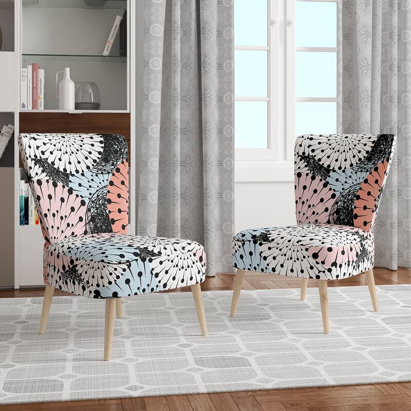 Designart "Retro Abstract Flower Design I" Upholstered MidCentury